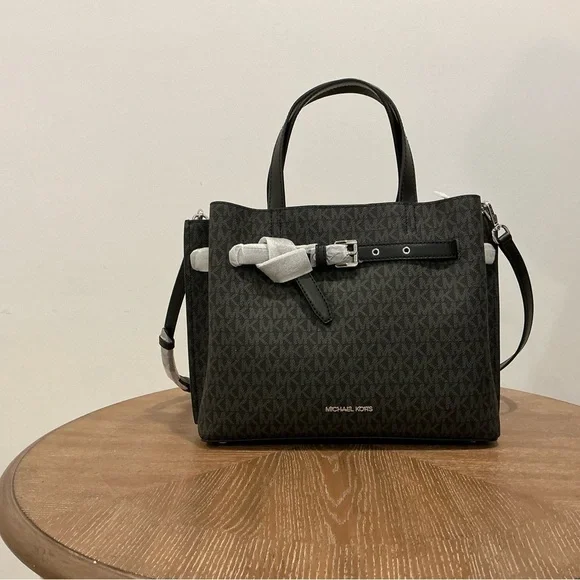 MICHAEL MICHAEL KORS Emilia Medium Signature Logo Satchel. NEW - Picture 6 of 9